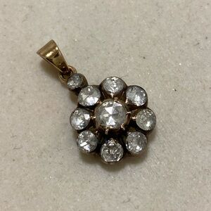 Victorian Georgian Rose Cut Cluster Pendant Charm Rose Gold